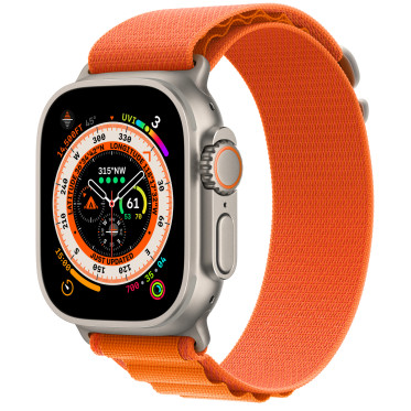 Apple Watch Ultra GPS + Cellular 49mm Titanium Case with Orange Alpine Loop - Medium (MQEU3/MQFL3)