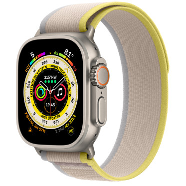 Apple Watch Ultra GPS + Cellular 49mm Titanium Case with Yellow/Beige Trail Loop - M/L (MQF23/MQFU3)