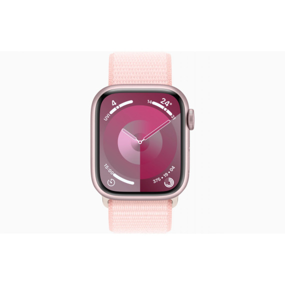 Apple Watch Series 9 GPS 41mm Pink Aluminum Case w. Light Pink S. Loop (MR953)