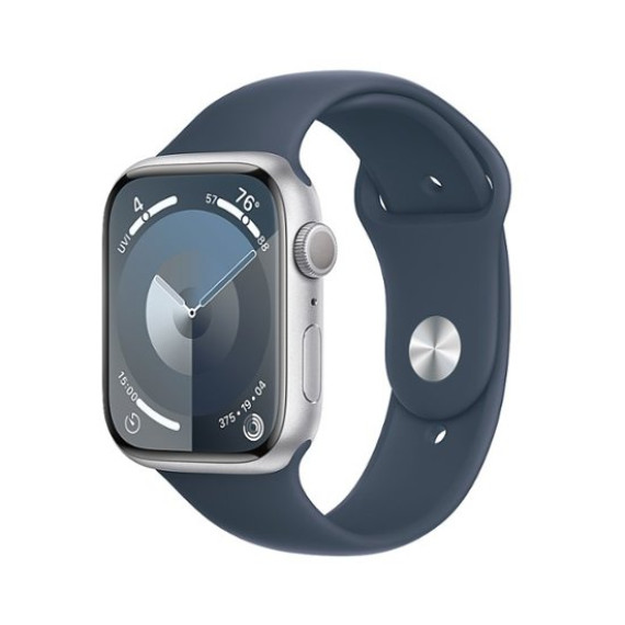 Apple Watch Series 9 GPS 45mm Silver Alu. Case w. Storm Blue S. Band - M/L (MR9E3)