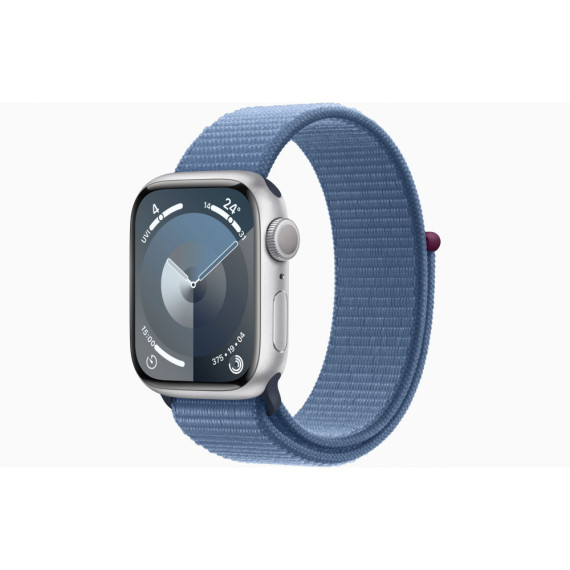 Apple Watch Series 9 GPS 45mm Silver Aluminum Case w. Winter Blue S. Loop (MR9F3)