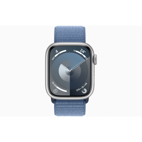 Apple Watch Series 9 GPS 45mm Silver Aluminum Case w. Winter Blue S. Loop (MR9F3)