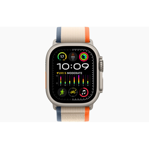 Apple Watch Ultra 2 GPS + Cellular 49mm Titanium Case with Orange/Beige Trail Loop - M/L (MRF23)
