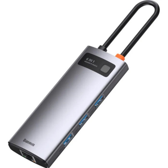 Док-станция для ноутбука Baseus Metal Gleam Series 6-in-1 Multifunctional Type-C HUB Docking Station (CAHUB-CW0G)