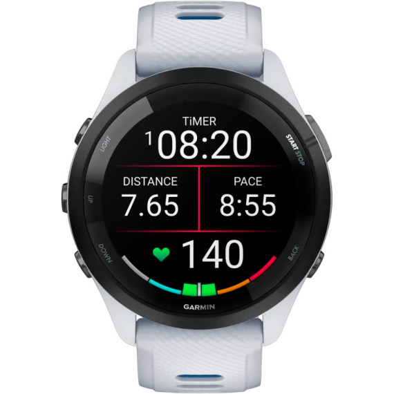 Garmin Forerunner 265 Black Bezel w. Whitestone Case and Whitestone/Tidal Blue S. Band (010-02810-01/11/51)