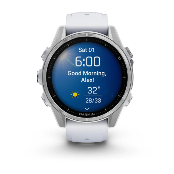 Garmin Fenix 8 43mm AMOLED Silver with Whitestone Silicone Band (010-02903-00/06)