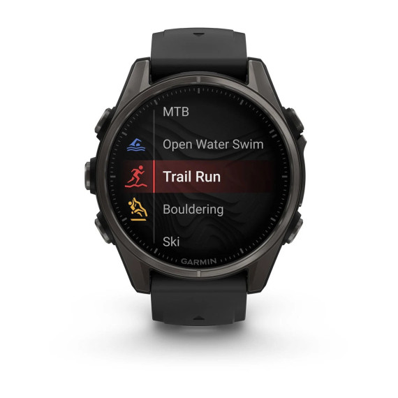 Garmin Fenix 8 43mm AMOLED Sapphire Carbon Gray DLC Tit. w. Black/Pebble Gray S. Band (010-02903-20/21/28)