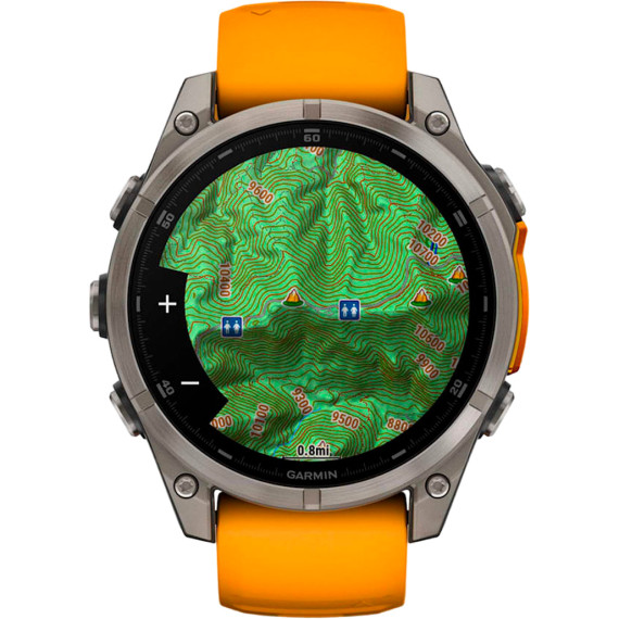 Garmin Fenix 8 47mm AMOLED Sapphire Titanium w. Spark Orange/Graphite Silicone Band (010-02904-10/11/19)