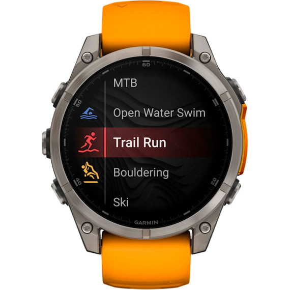 Garmin Fenix 8 47mm AMOLED Sapphire Titanium w. Spark Orange/Graphite Silicone Band (010-02904-10/11/19)