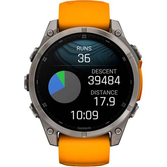 Garmin Fenix 8 47mm AMOLED Sapphire Titanium w. Spark Orange/Graphite Silicone Band (010-02904-10/11/19)