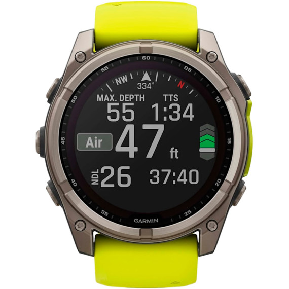 Garmin Fenix 8 47mm Solar Sapphire Titanium w. Amp Yellow/Graphite Silicone Band (010-02906-20/21)