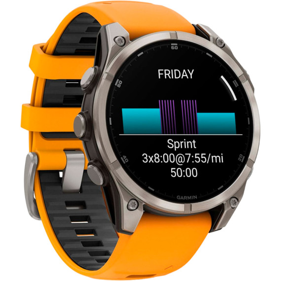 Garmin Fenix 8 51mm AMOLED Sapphire Titanium w. Spark Orange/Graphite Silicone Band (010-02905-10/11/53)
