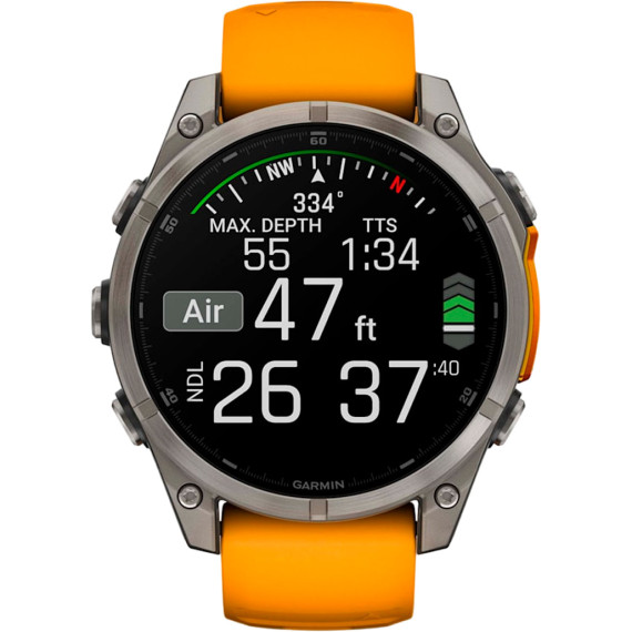 Garmin Fenix 8 51mm AMOLED Sapphire Titanium w. Spark Orange/Graphite Silicone Band (010-02905-10/11/53)
