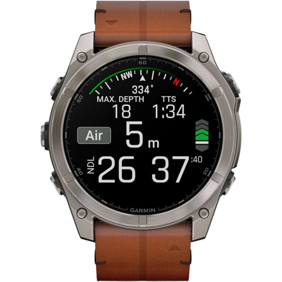 Garmin Fenix 8 51mm AMOLED Sapphire Carbon grey DLC w. Chestnut Leather Band (010-02905-40)