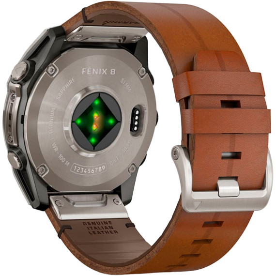 Garmin Fenix 8 51mm AMOLED Sapphire Carbon grey DLC w. Chestnut Leather Band (010-02905-40)