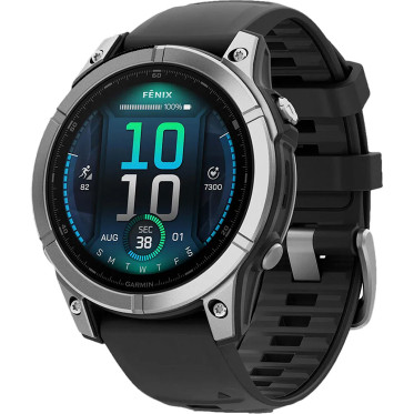 Garmin Fenix E 47mm AMOLED Stainless Steel with Black Silicone Band (010-03025-02/00)