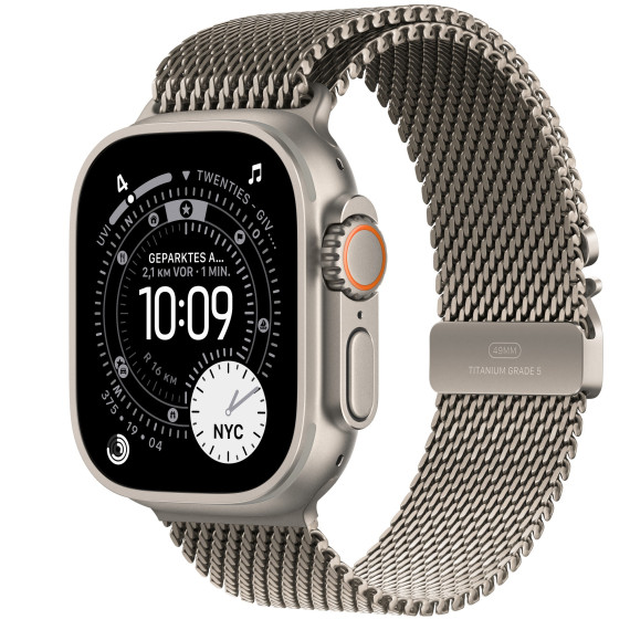 Apple Watch Ultra 3 GPS + Cellular 49mm Natural Tit. Case w. Natural Tit. Milanese Loop - Medium (MEWY4)