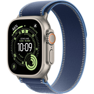 Apple Watch Ultra 3 GPS + Cellular 49mm Natural Tit. Case w. Blue/Bright Blue Trail Loop - S/M (MEWR4)