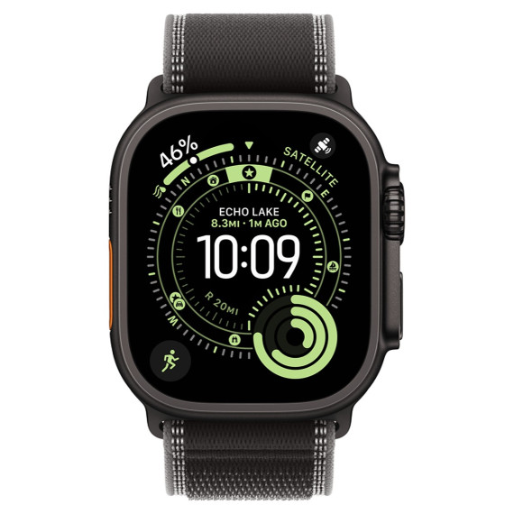 Apple Watch Ultra 3 GPS + Cellular 49mm Black Tit. Case w. Black/Charcoal Trail Loop - M/L (MF1H4)