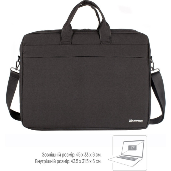 Сумка для ноутбука ColorWay 17.3" Modern, Black (CW-LBM173-BK)