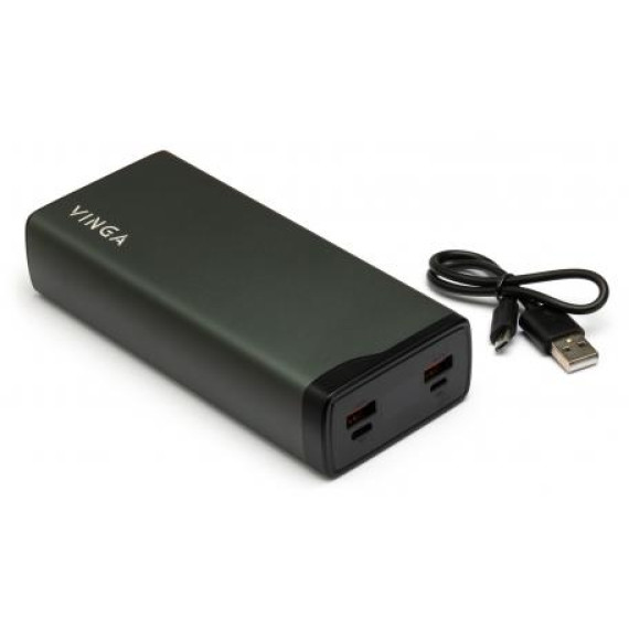 Vinga 30000 mAh QC3.0+PD 3 ports LCD metal (VPB3QPALD)