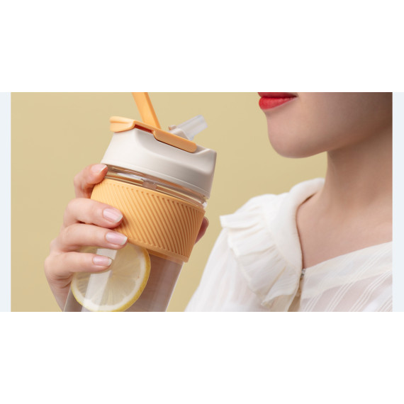 Стакан с крышкой Funjia double drinking glass 400ml star gray (3204272)