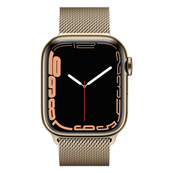 Apple Watch Series 7 GPS + Cellular 45mm Gold Stainless Steel Case with Gold Milanese Loop (MKJG3)