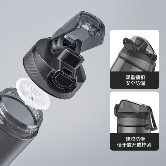 Бутылка для воды Xiaomi Quange Full sports cup black Pc Material 480ml (6972229764961)