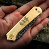 Нож Xiaomi HX Outdoors Brass Folding Knife Damascus Grained Steel Gold (6926912665165)