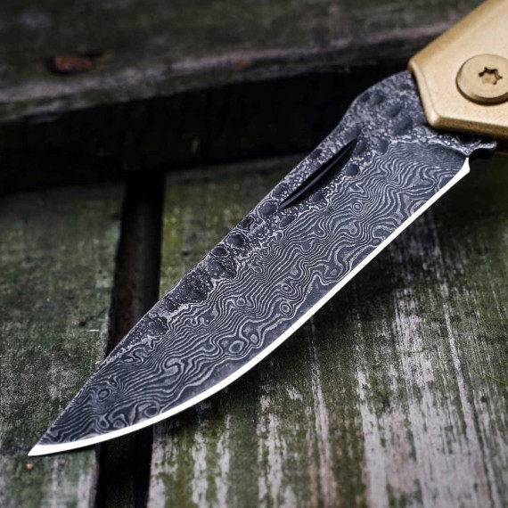 Нож Xiaomi HX Outdoors Brass Folding Knife Damascus Grained Steel Gold (6926912665165)