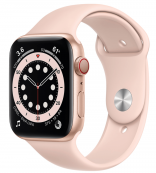 Apple Watch Series 6 GPS + Cellular 44mm Gold Aluminum Case with Pink Sand Sport Band (M07G3)