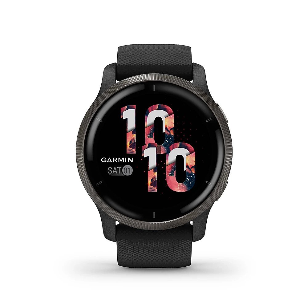 Garmin Venu 2 Slate Stainless Steel Bezel with Black Case and Silicone Band (010-02430-11/01) - ITMag