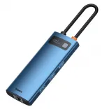 USB-Хаб Baseus Metal Gleam Series 6-in-1 (3xUSB3.0 + 4KHD + RJ45 + Type-C) (blue)
