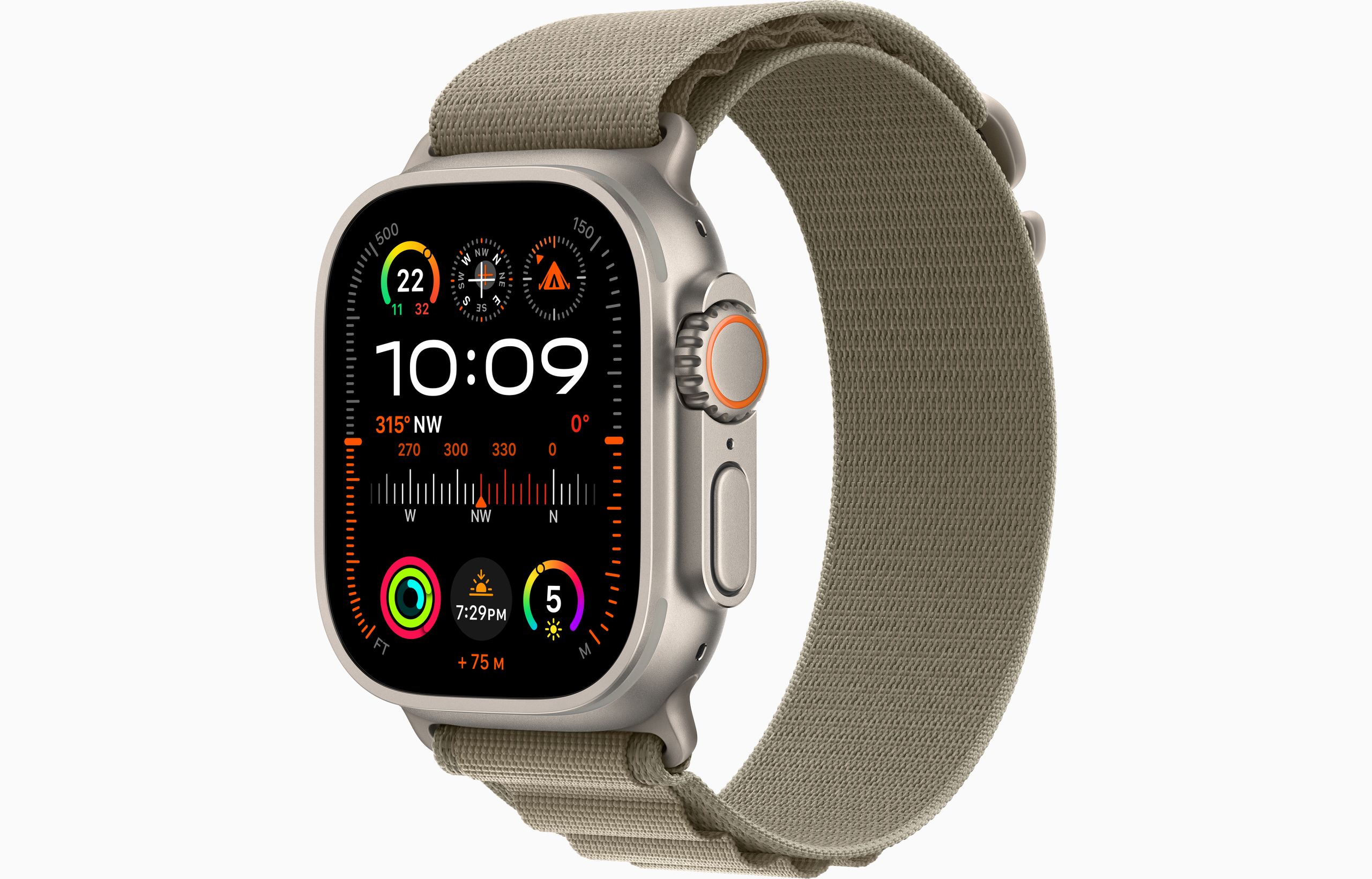 

Apple Watch Ultra 2 GPS + Cellular 49mm Titanium Case with Olive Alpine Loop - Large (MRF03)