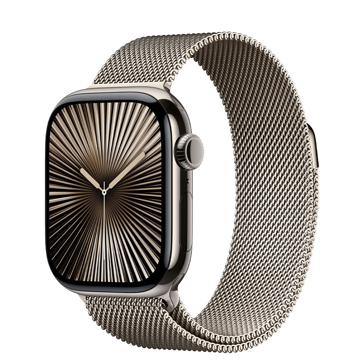 

Apple Watch Series 10 GPS + Cellular 46mm Natural Titanium Case w. Natural Milanese Loop - M/L (MWYC3)