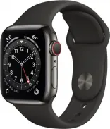 Apple Watch Series 6 GPS + Cellular 40mm Graphite Stainless Steel Case w. Black Sport B. (M02Y3)