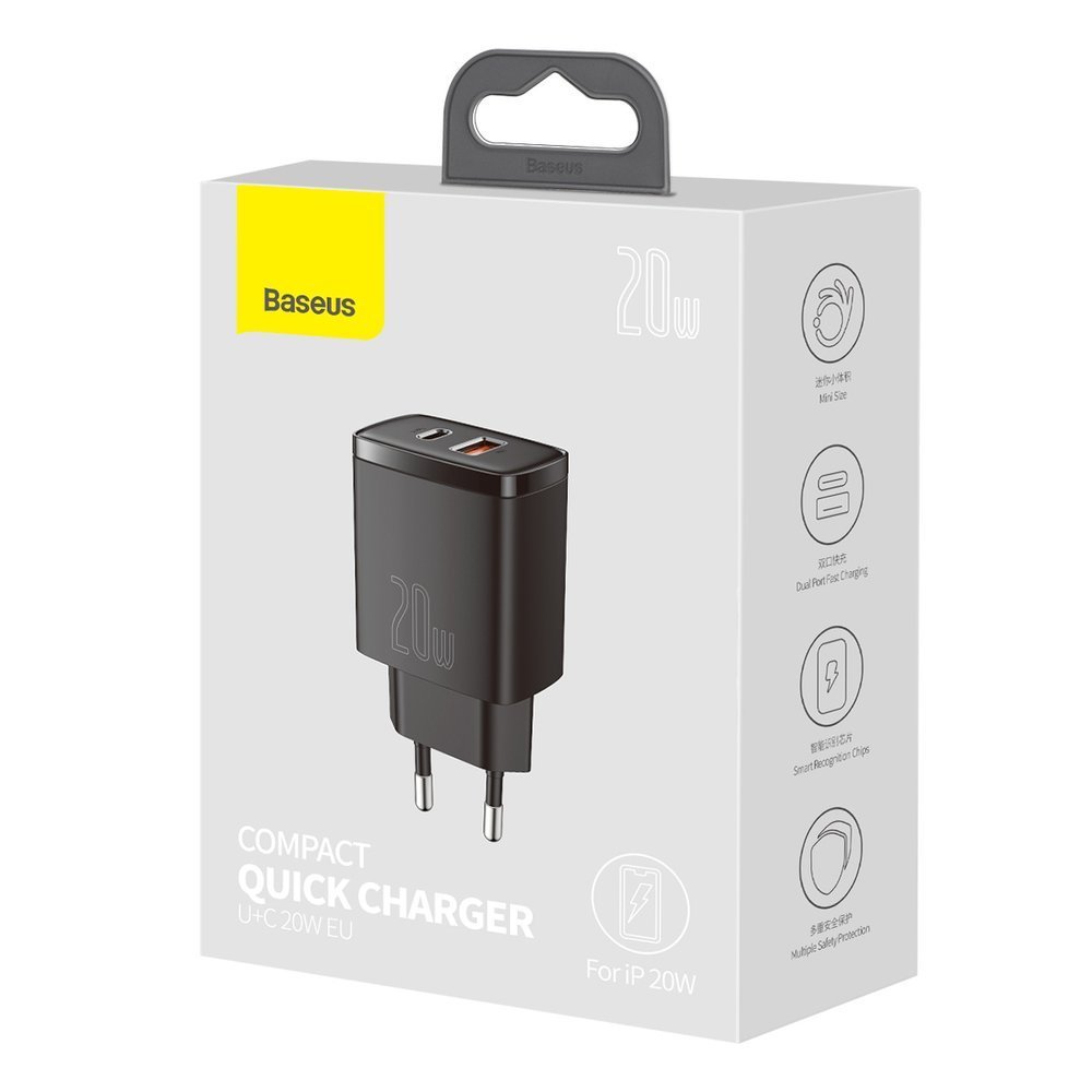 СЗУ Baseus Compact Quick Charger U+C 20W Black (CCXJ-B01) - ITMag