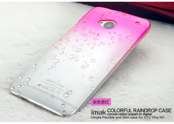 Пластиковая накладка IMAK Colorful Raindrop Series для HTC One / M7 (+ пленка) (Розовый) - ITMag