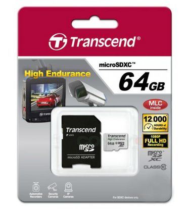 карта памяти Transcend 64 GB microSDXC Class 10 Premium High Endurance + SD Adapter (TS64GUSDXC10V) - ITMag