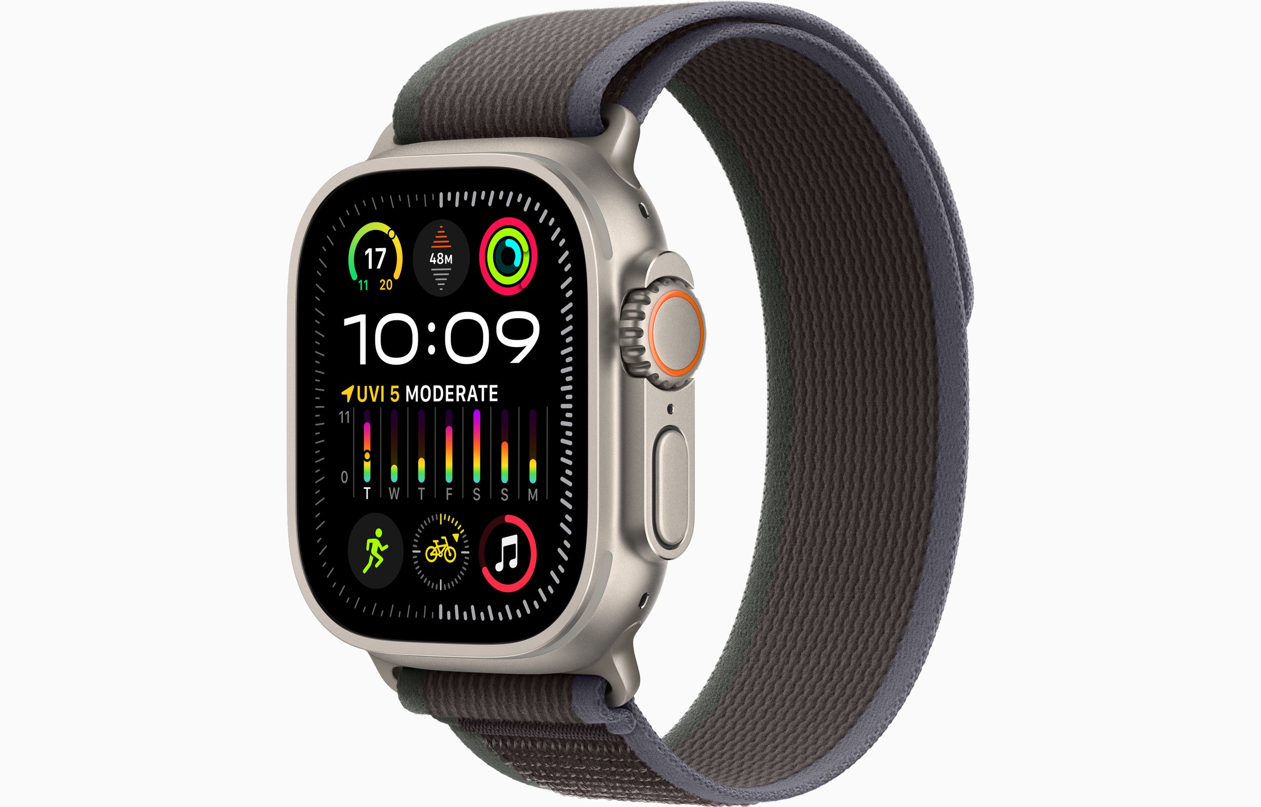 

Apple Watch Ultra 2 GPS + Cellular 49mm Titanium Case with Blue/Black Trail Loop - M/L (MRF63)