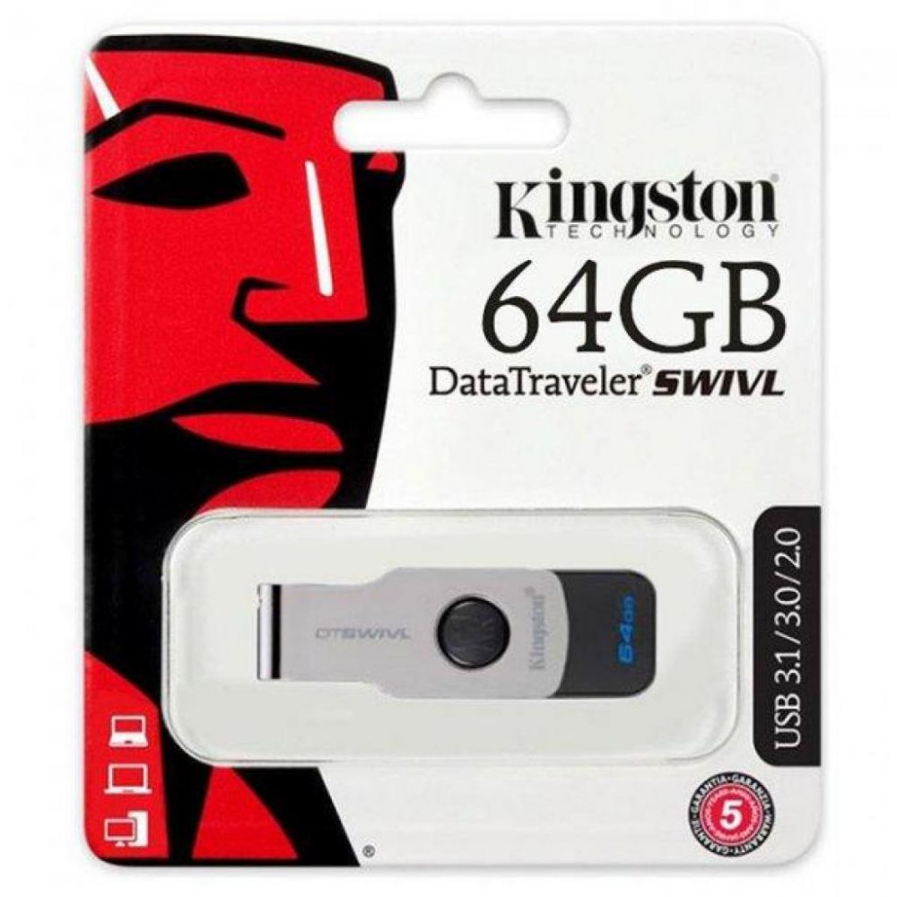 Kingston 64 GB DataTraveler Swivl Metal/color (DTSWIVL/64GB) - ITMag