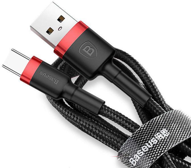Кабель USB Type-C Baseus Cafule Cable USB For Type-C 3A 1M Red+Black (CATKLF-B91) - ITMag
