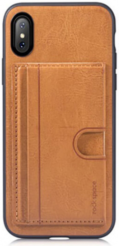 TPU чехол ROCK Cana Series с функцией подставки для Apple iPhone X (5.8") (+ карман для визиток) (Коричневый / Brown) - ITMag