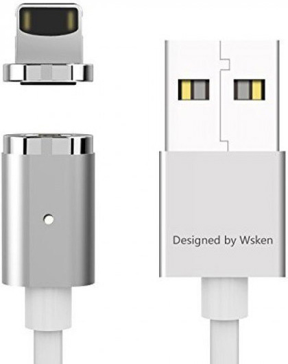 Wsken USB Cable to Lightning X-cable Mini 2 Metal Magnetic 1m Silver (6956071023025) - ITMag