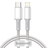 Кабель Lightning Baseus Type-C to Lightning PD 20W 1M High Density Braided White (CATLGD-02)