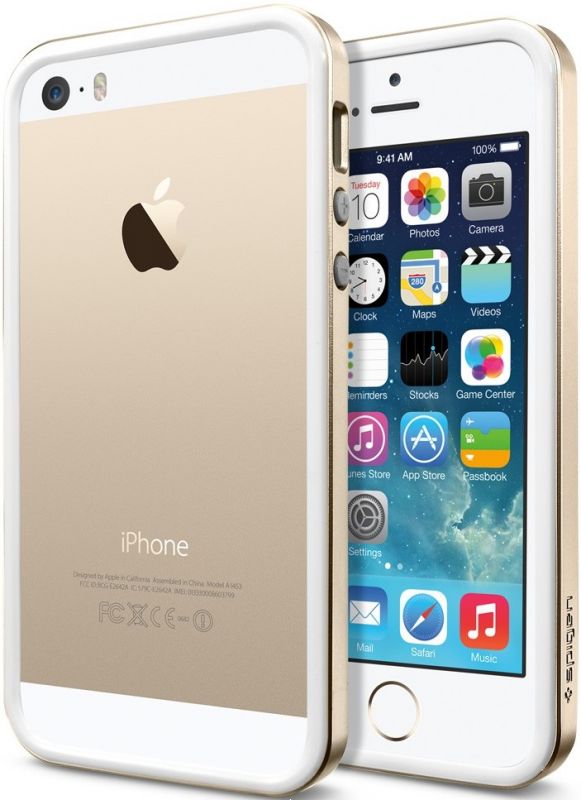 Бампер SGP Neo Hybrid EX Slim Metal Series для Apple iPhone 5/5S (+ пленка) (Золотой / Champagne Gold) (SGP10605) - ITMag