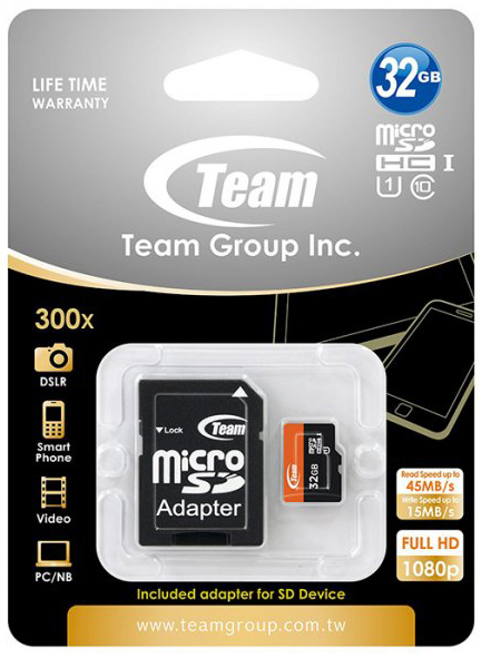 карта памяти TEAM 32 GB microSDHC UHS-I + SD Adapter TUSDH32GUHS03 - ITMag