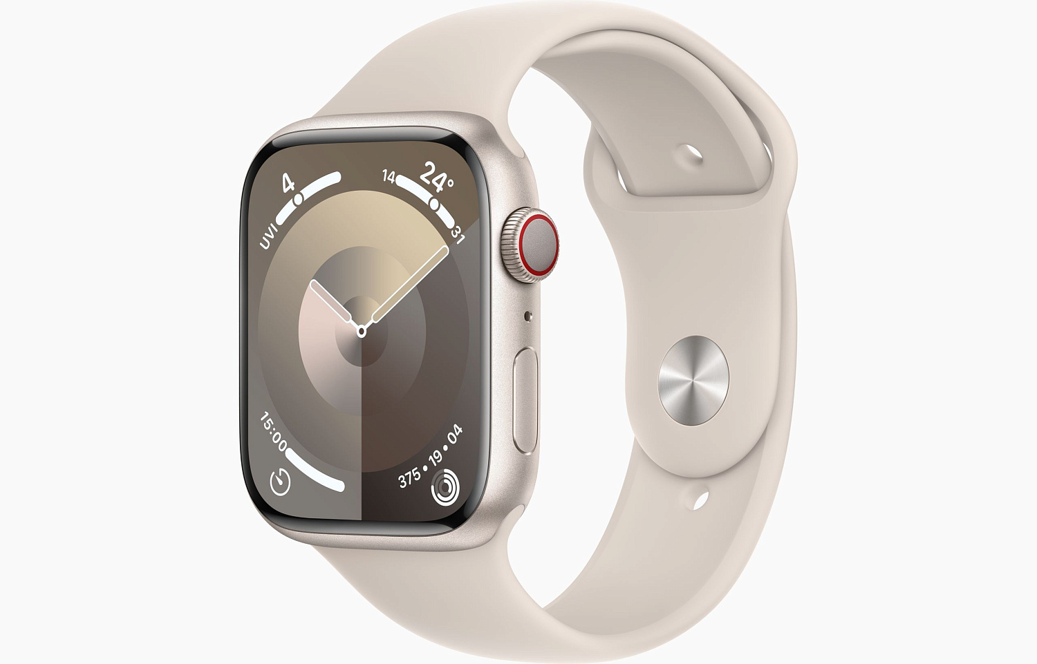 Apple Watch Series 9 GPS 45mm Starlight Aluminum Case w. Starlight Sport Band - S/M (MR963) - ITMag