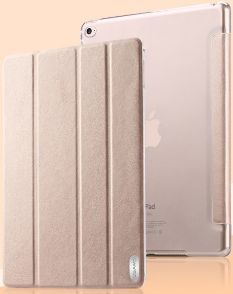 Чехол USAMS Viva Series for iPad Air 2 Slim Four-fold Stand Smart Leather Case - Gold - ITMag