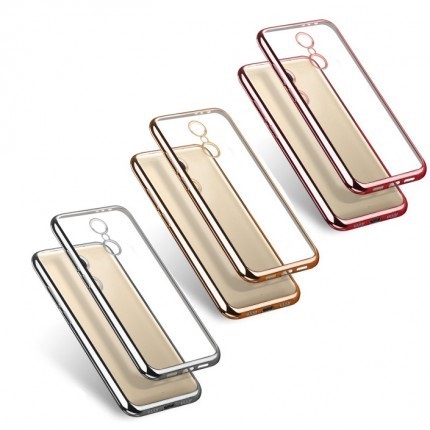 Прозрачный силиконовый чехол EGGO для Xiaomi Redmi 4/4 Prime с глянцевой окантовкой (Золотой) - ITMag